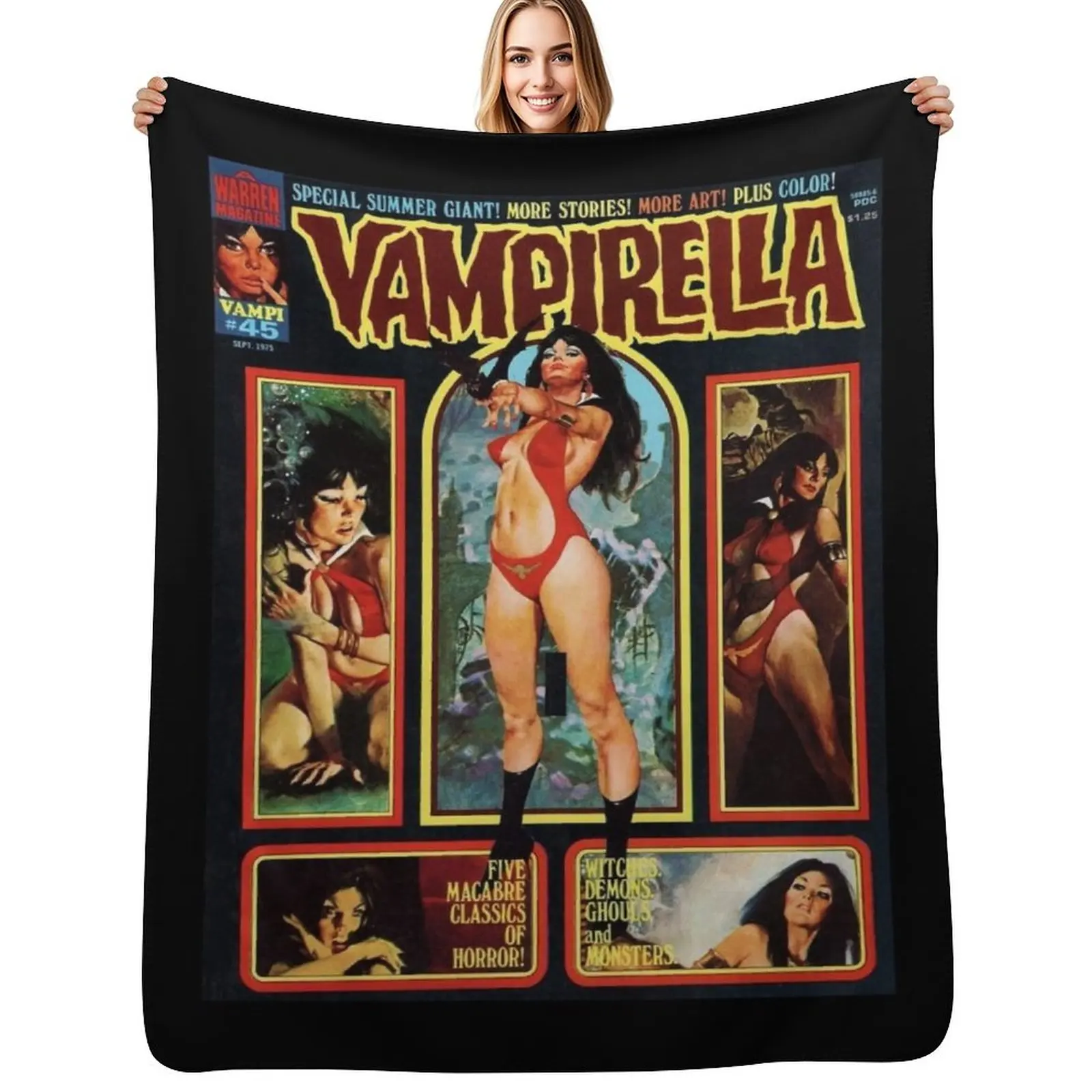 

YEP, ANOTHER GREAT VINTAGE VAMPIRELLA MAGAZINE COVER! #45 Throw Blanket Flannel Fabric for winter Giant Sofa for sofa Blankets