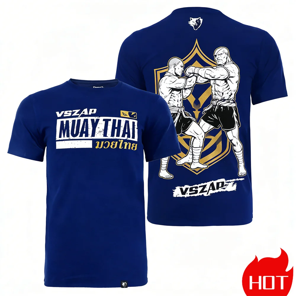 Summer Muay Thai Tiger T-shirt Indoor wrestling round neck Fierce pattern Muay Thai sports T-shirt Quick drying training T-shirt