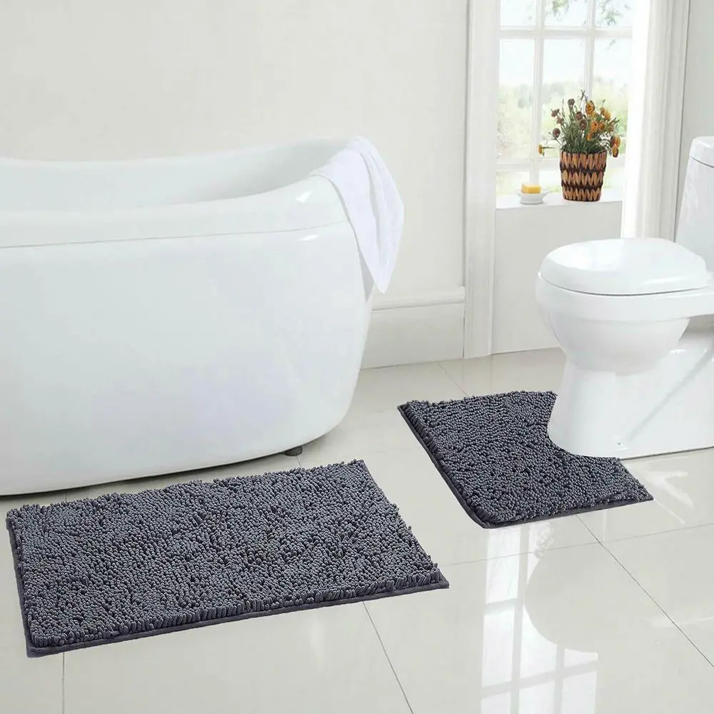 1/2pcs High Quality Colorful Washable Anti Slip Bathroom Mat Set Bath Mats Pedestal Rug Chenille Bathroom Supplies Home Decor