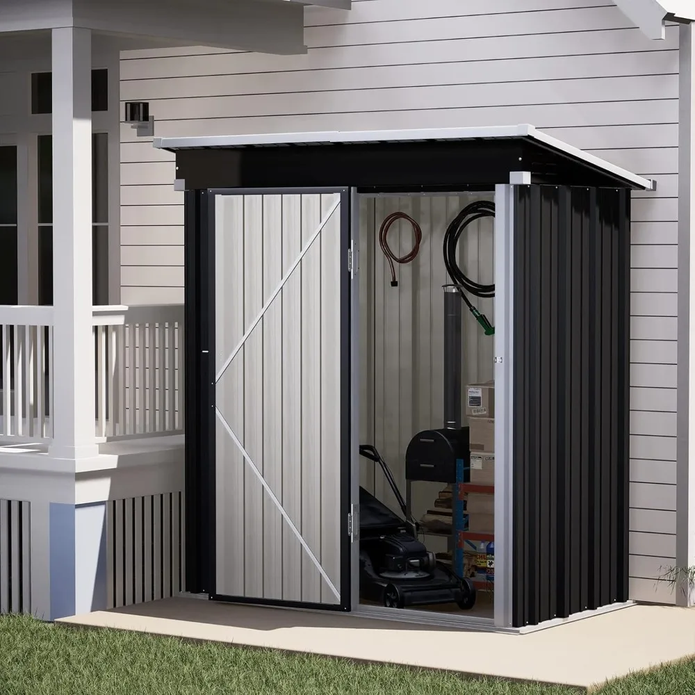 

Outdoor Storage Shed 5x3 FT, Metal Garden Shed for Bike, Garbage Can, Tool, Lawnmower, Outside Sheds & Outdoor Storage