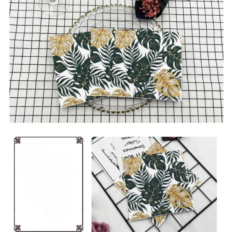 BLANC ateur de couleurs-Sets de table en papier imprimé feuilles, 2 couches, pâte de bois, poulet pliant, fête, 33cm, 20 pièces/paquet