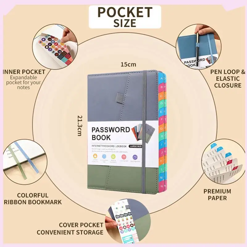 

B24B 2X Password Keeper Book With Alphabetical Tabs For Password Notebook For Internet Website Address Log In Detail,C