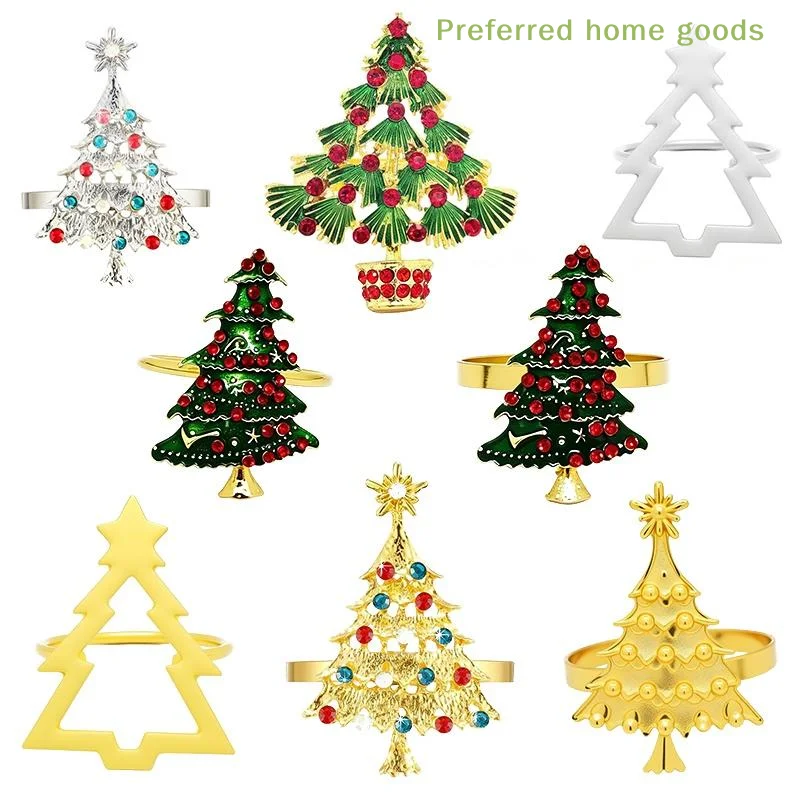 ZLinKJ Christmas Napkin Rings Mini Wreath Shaped Xmas Napkin Holders 6Pcs for Small Gathering Holiday Dinner Table Decoration