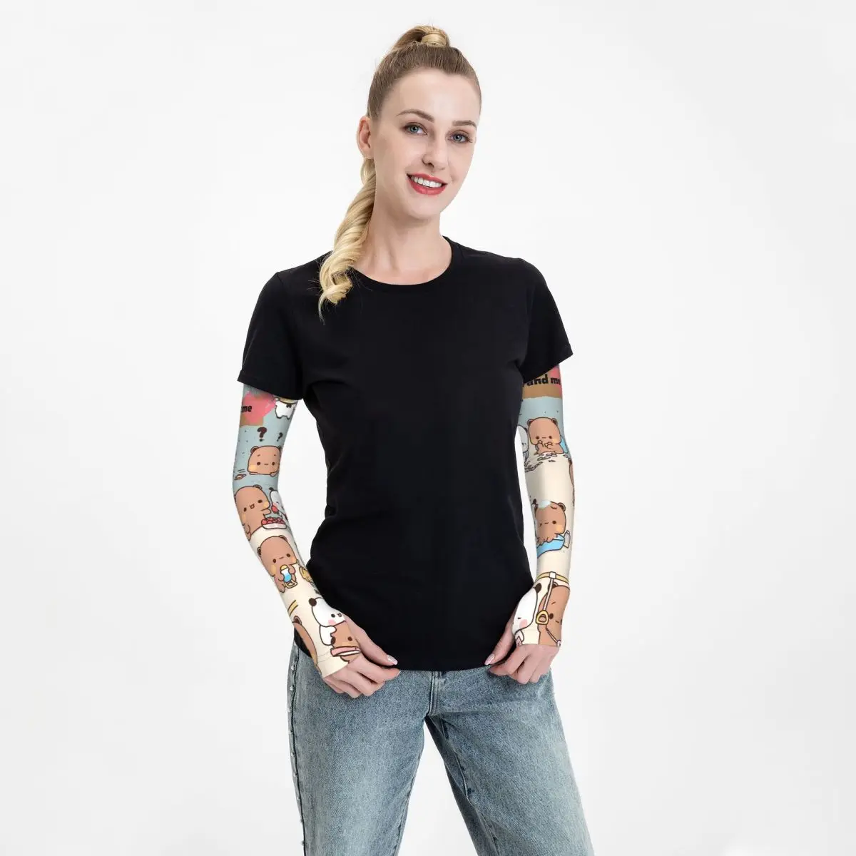 Bubu Dudu You And Me Outdoor Arm Sleeves Sun UV Protection Cover Summer Ice Silk Cycling Tattoo Sleeves