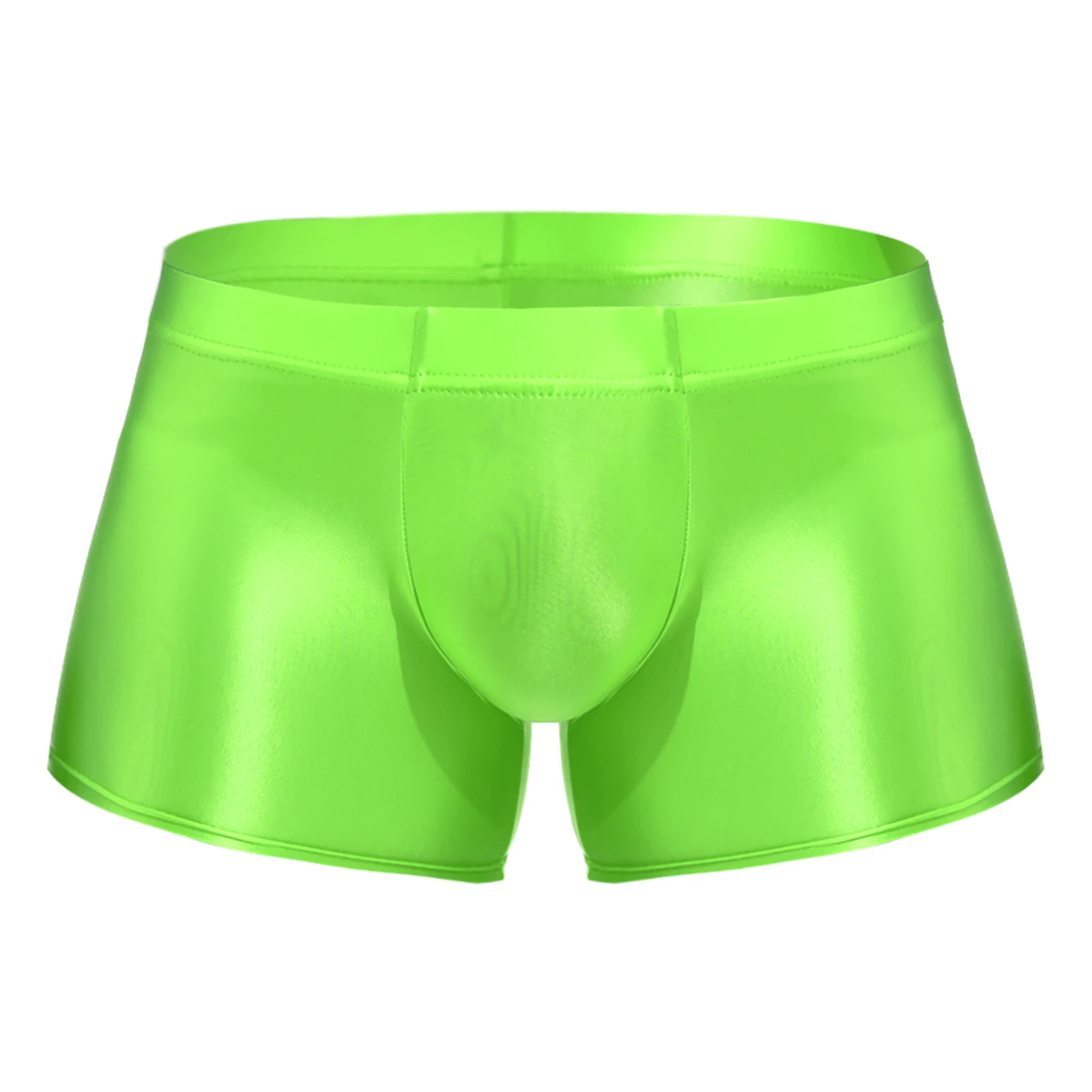 Men Low Rise Glossy Boxer Briefs Underwear Solid Color Boxers Shorts Bottom Low Rise Underpants Swimwear Male Swimming Trunks