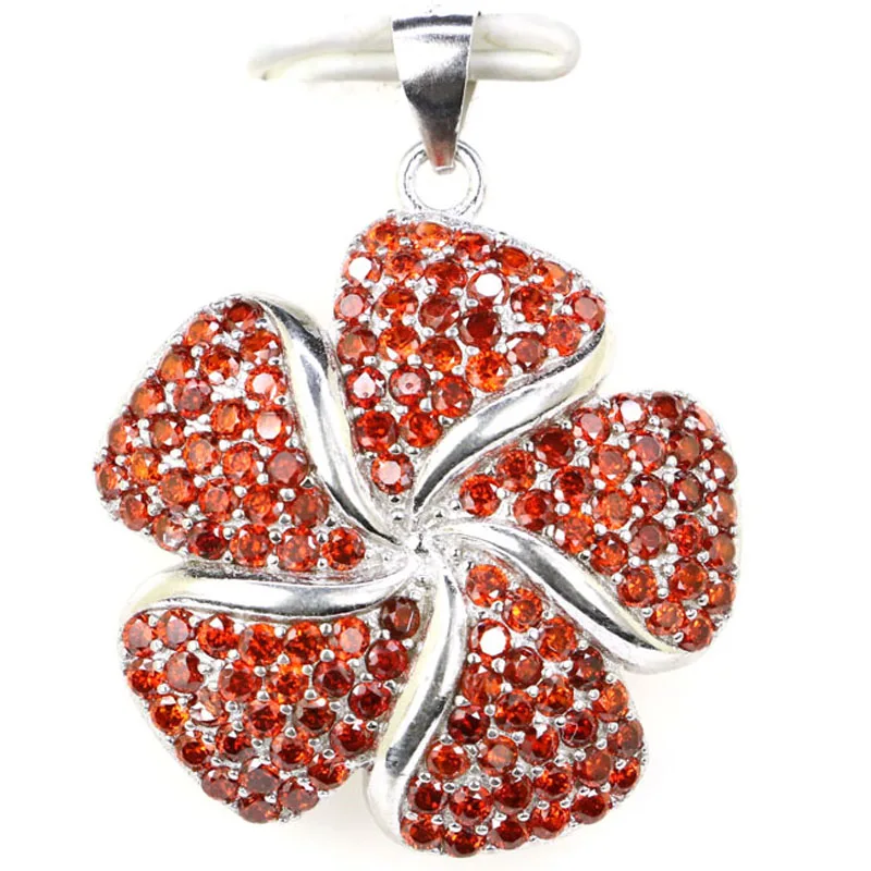 

Buy 5 Get 1 Free 31x24mm Jazaz Flowers 5g Orange Spessartine Garnet Peridot Citrine 100% Real 925 Solid Sterling Silver Pendant