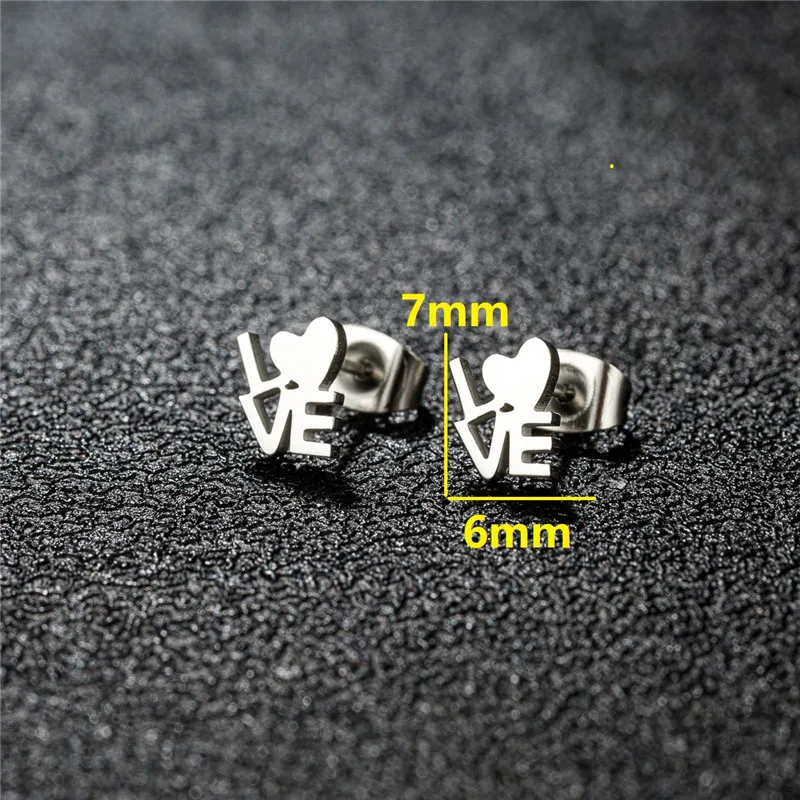 Romantic Stainless Steel LOVE Earring Asymmetry Alphabet Ear Jewelry Couple Valentine's Day Earrings Gifts Accessories