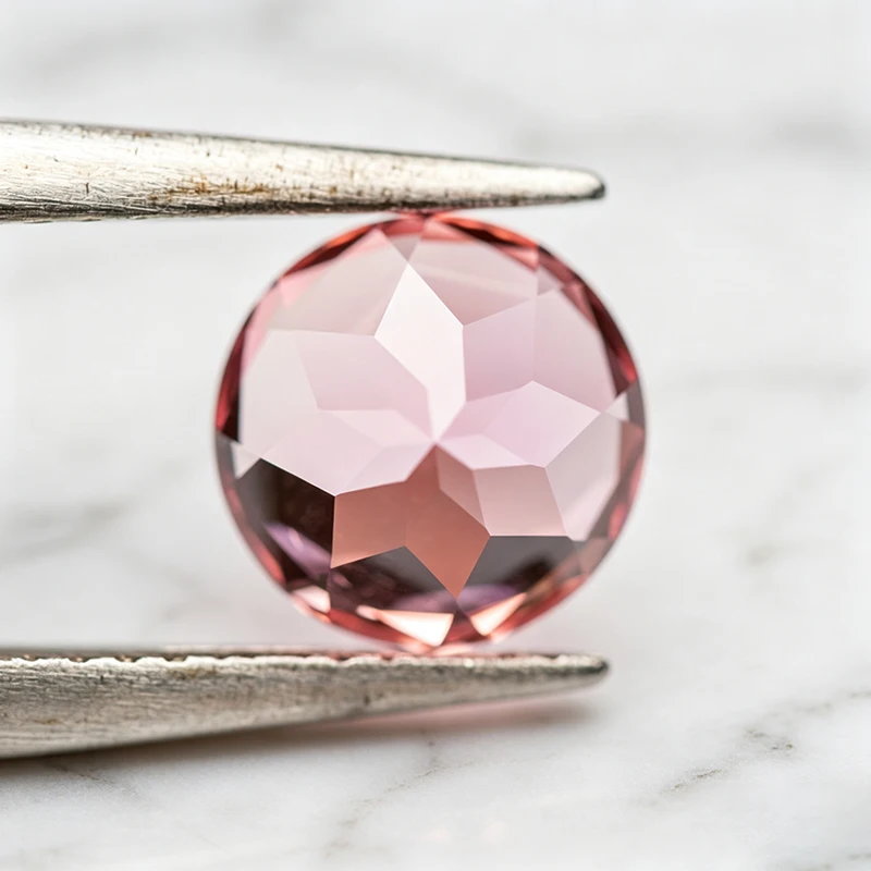 Hochwertiger Laborgezüchteter Saphir in Sonnenuntergangs-Rosa, Runde Form, Edelstein für Charms, Schmuck, Ringe, Ohrringe, mit Wählbarem Zertifikat – Detail 6