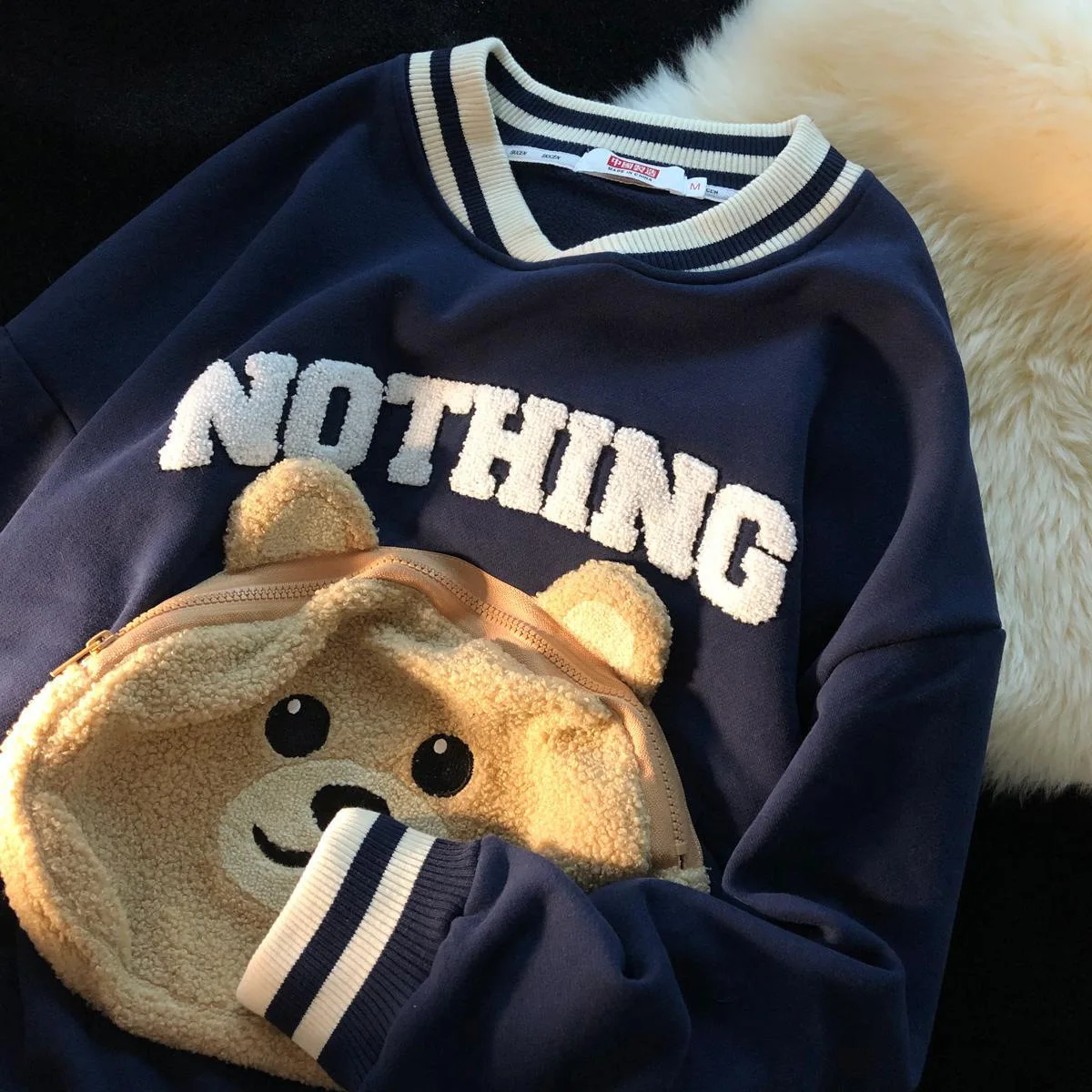 CGC Korean Fashion Cartoon Embroidery Sweatshirts Spring Autumn O-Neck Hoodies Women Kawaii Pullovers Female Clothing Tops
