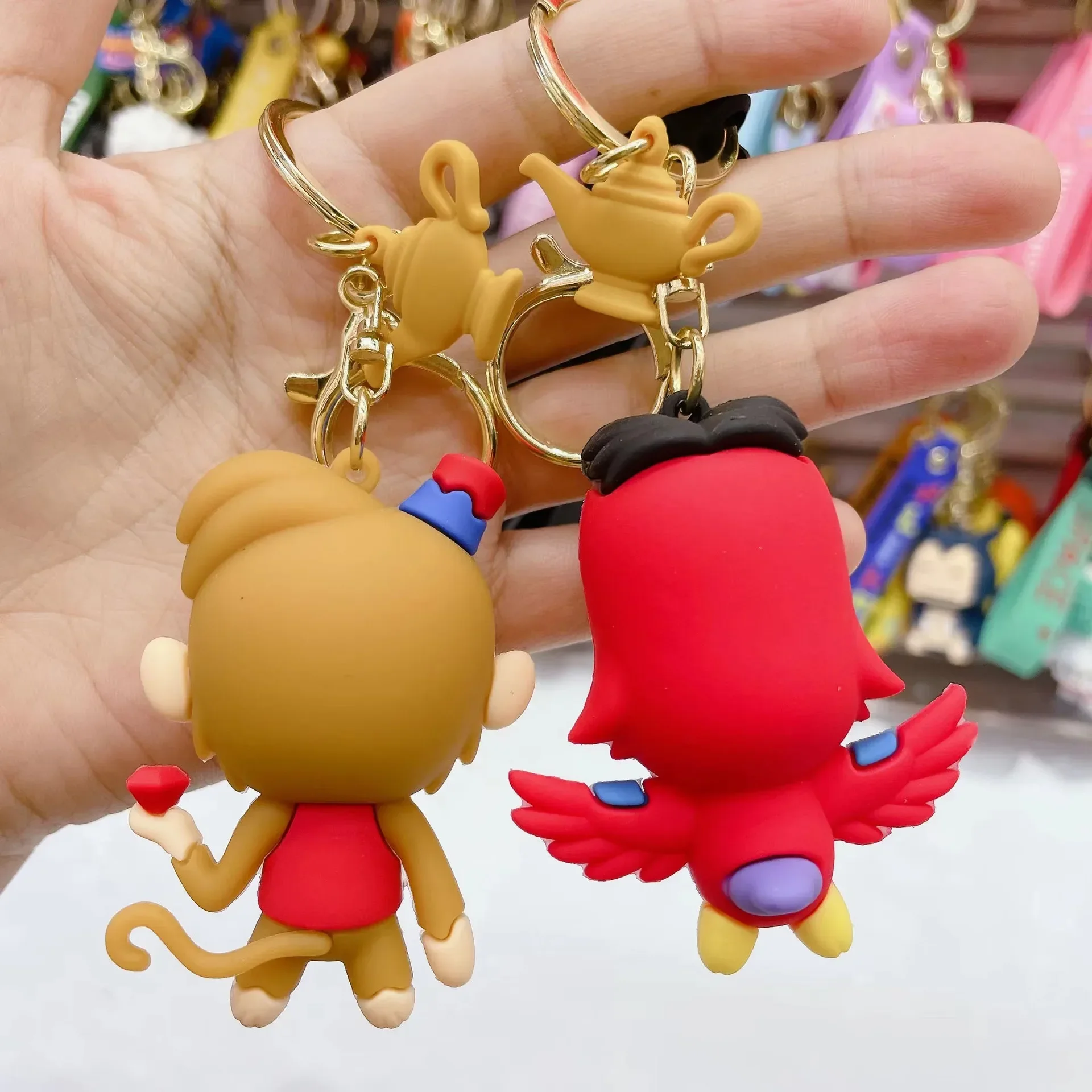 Disney Cartoon Movie Aladdin Figure Pendant Keychain Lovely Jasmine Princess Genie Keyring for Women Men Kids Fans Accessories