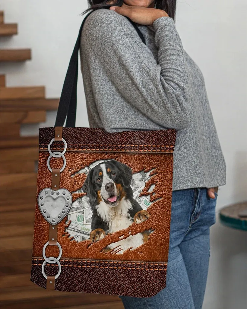 

Bernese Mountain Stylish Cloth Tote Bag Handle Storage Shopper Bag Funny Foldable Reusable Tote Multipurpose 14Style dog pattern