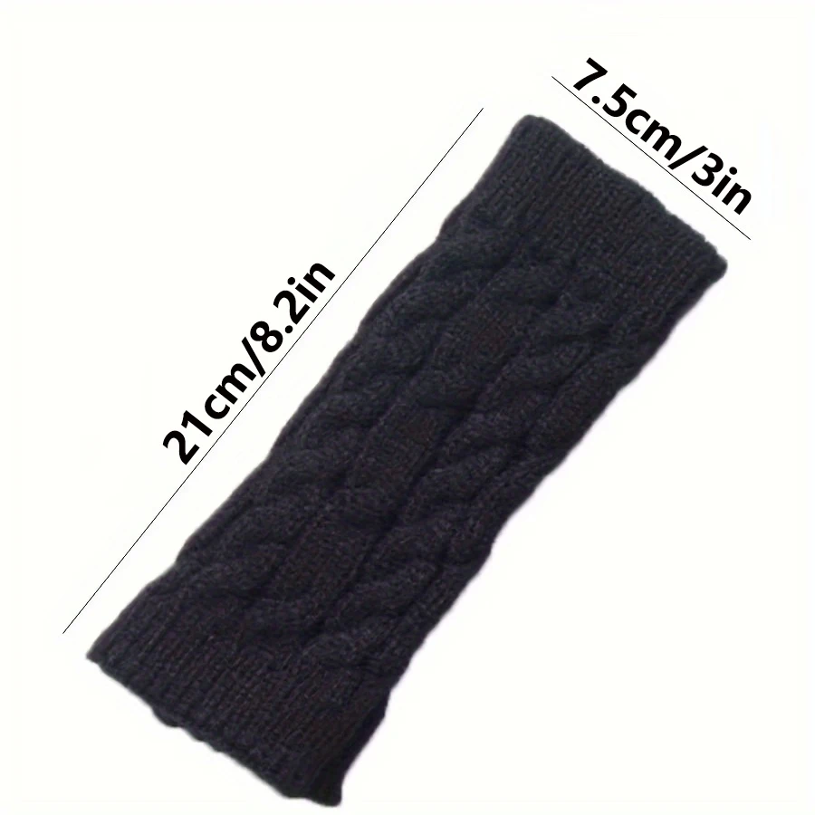Fingerless Gloves for Women, Winter Warm Knitted Arm Warmer, Cozy Thumb Hole Gloves Soft Wrist Half Finger Mittens view 2