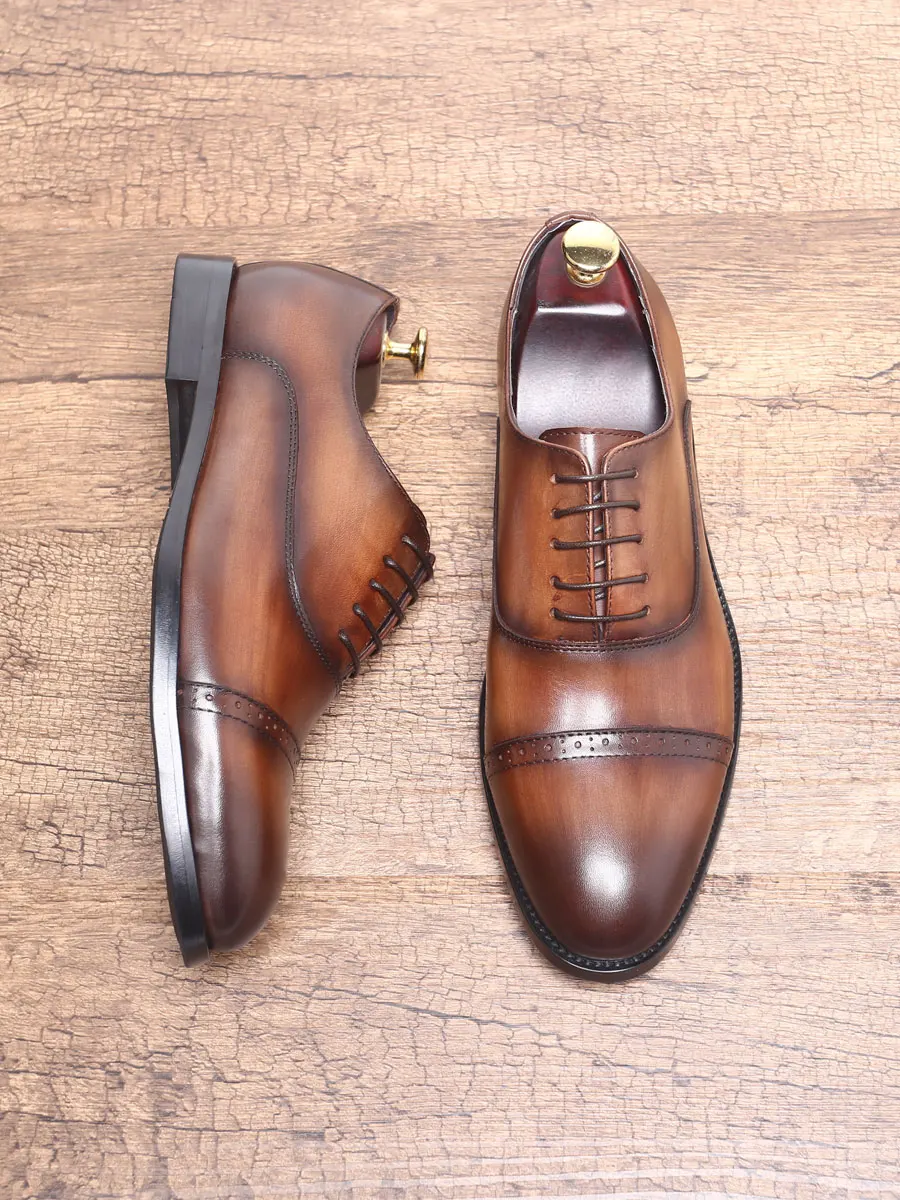 

Мужские деловые туфли Hanrted Bue Sle Ox с острым носком, кожаные, на шнуровке, винтажные, с цветочным узором, из коровьей кожи