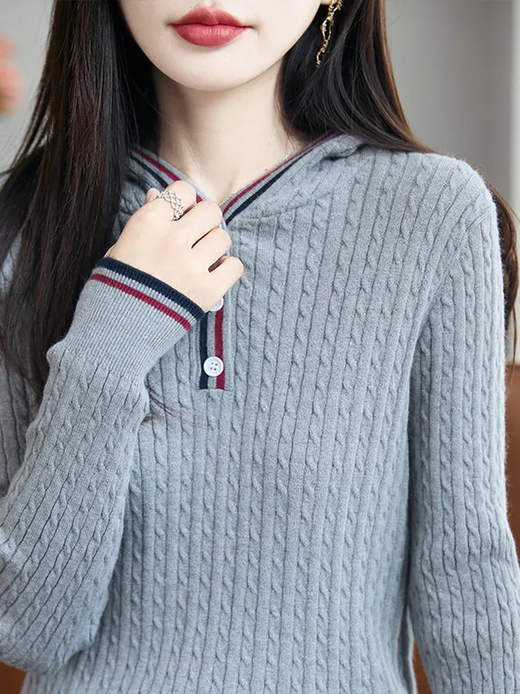 Otoño nuevo Sle coreano Universidad Faion Twist sombrero de punto suéter Base de moda irt Vintage suéter de punto antienvejecimiento