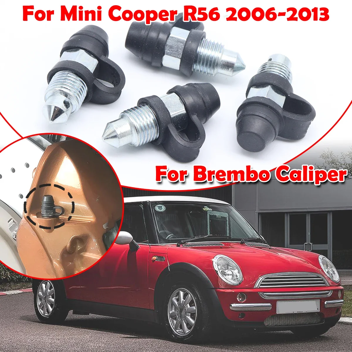 ชุดซ่อมวาล์วไล่ลมเบรกหน้า-หลัง พร้อมฝาครอบยางกันฝุ่น ซ้าย-ขวา สำหรับมินิคูเปอร์ R56 ปี 2006 - 2013