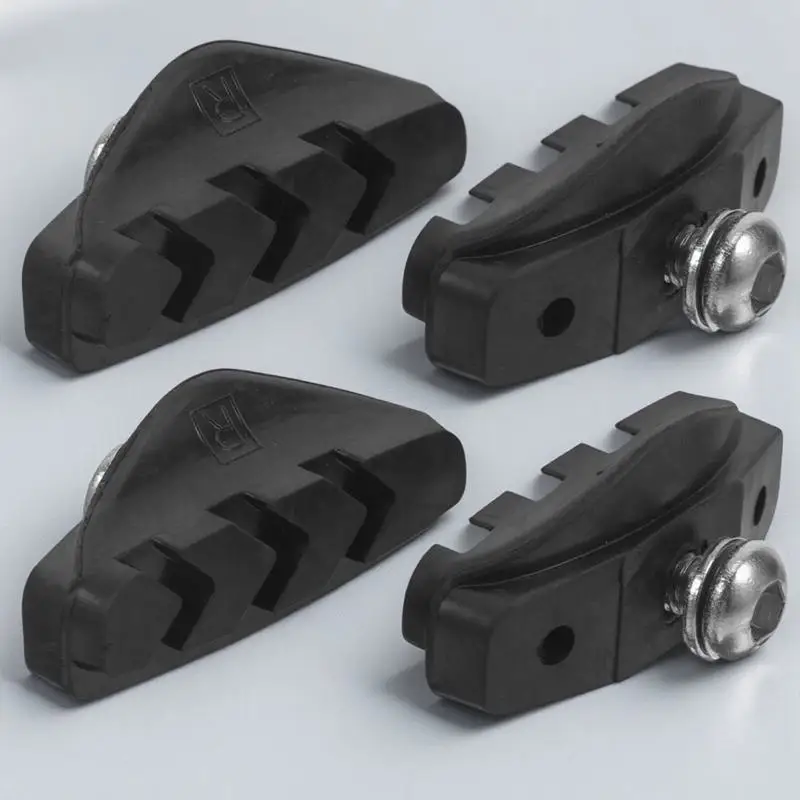 

2Pairs C brake Pads for Bicycle Black Brackets Wearable Rubber Durable Alloy V shaped Groove Reduce Noise Suitable Road