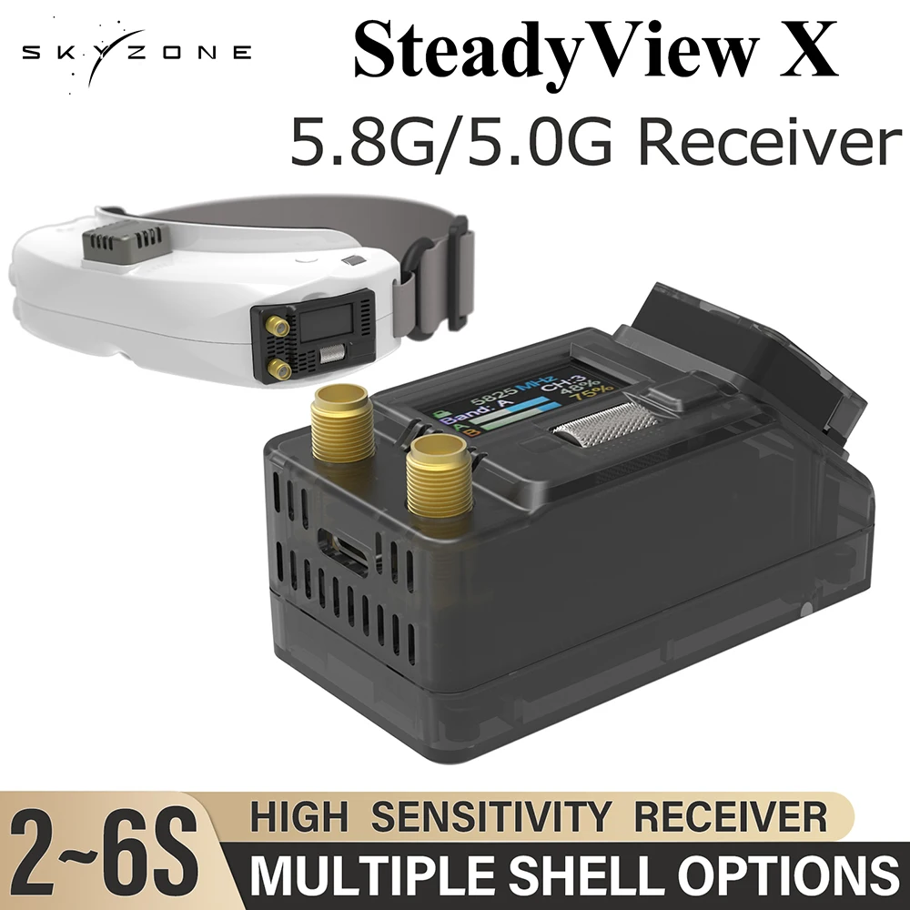 SKYZONE Steadyview X 5.0G 5.8G Receiver Module 2-6S High Sensitivity IPS Screen Multiple Shells For RC FPV Goggles Receiver