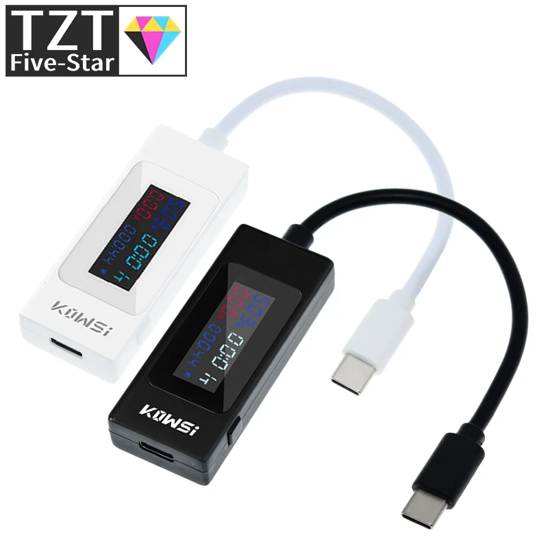 TZT 4-30V 6.5A Voltage Type-C USB-C Tester Current Meter Timing Ammeter Digital Monitor USB Charger Tester Power Meter KWS-065C