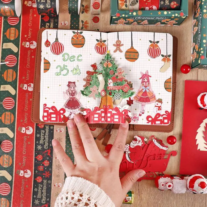 การ์ตูนคริสต์มาส Washi เทป Bohemian Vintage Washi เทปคริสต์มาสห่อเทปที่มีสีสัน Washi เทปแพ็คคริสต์มาส Washi เทป