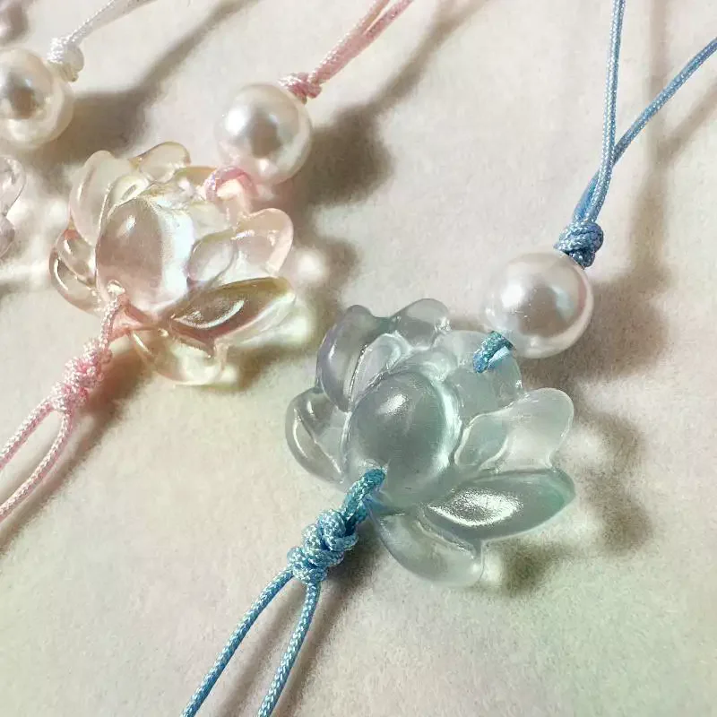 1/4 Piezas de Llaveros con Colgante de Loto con Cuentas de Estilo Chino, Cadena para Teléfono Móvil para Mujeres y Hombres, Amuleto Étnico, Accesorio de Joyería, Regalo