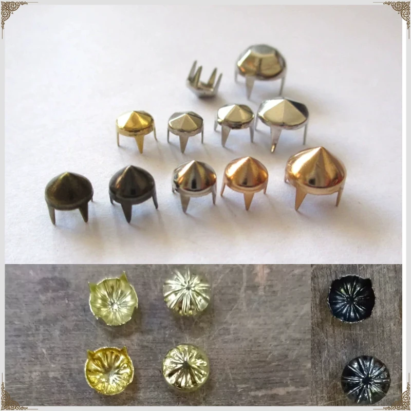 

5-9mm 4 Claw Cone Spike Rivets Studs Spots Nailhead Punk Rock DIY Leather Craft For Clothing Bag Shoes Parts Decoration Rivets