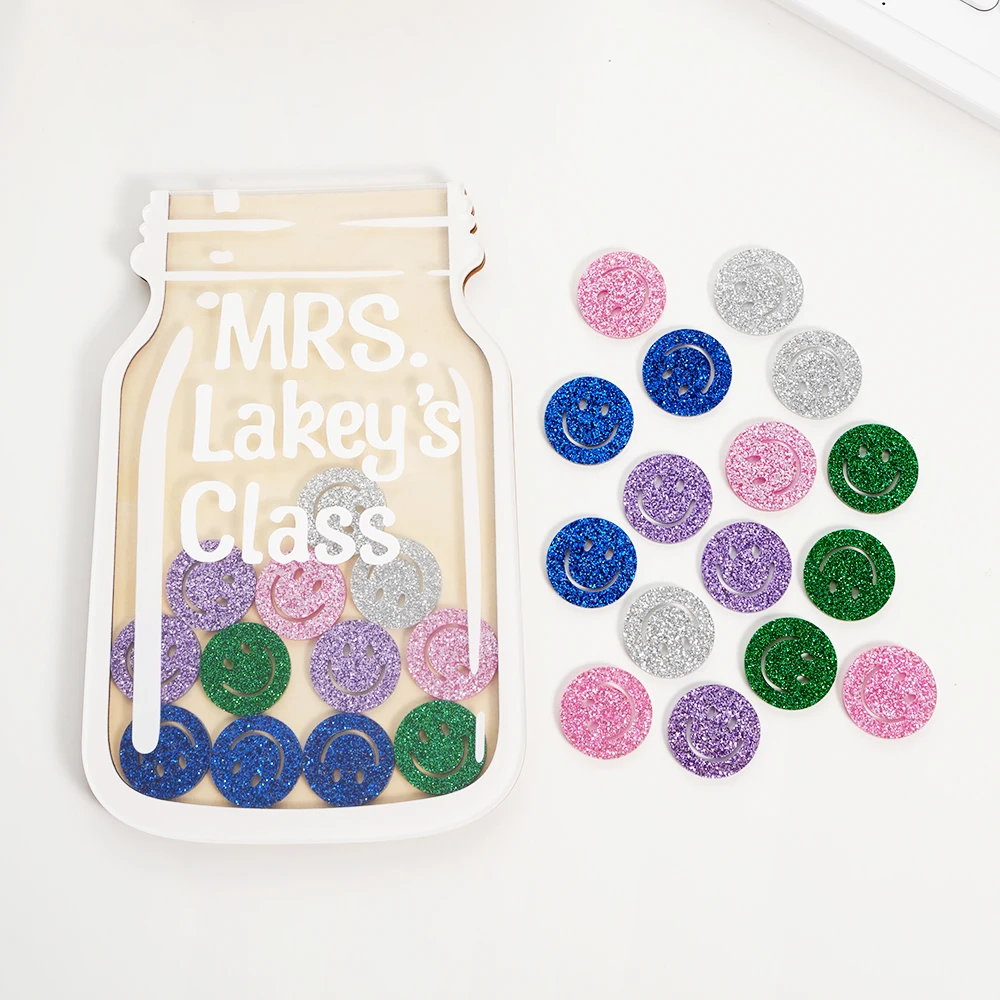 Rewards Jar Back To School With Glitter Smile 25Tokens For Kids Responsibility Award Magnetic Incentive Classroom Chore Chart