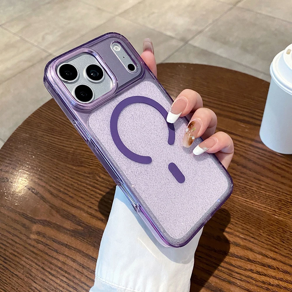 

For iPhone 17/17 Air/17 Pro/17 Pro Max Magnetic Case Soft TPU Bumper Hard PC Anti-Drop Anti-Scratch Clear Bling Slim Glitter