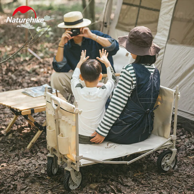 Naturehike Glamping wózek na zakupy wozu przyczepa kempingowa wózek ręczny wózek z baldachimem składany 146L o dużej pojemności 120Kg