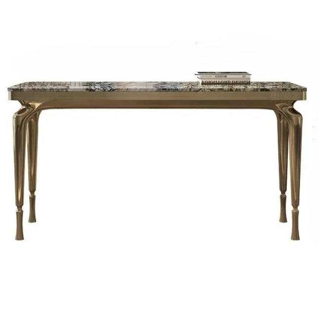 

Итальянский простой роскошный входной столик из натурального мрамора, элитный современный минималистичный светлый роскошный входной столик из нержавеющей стали