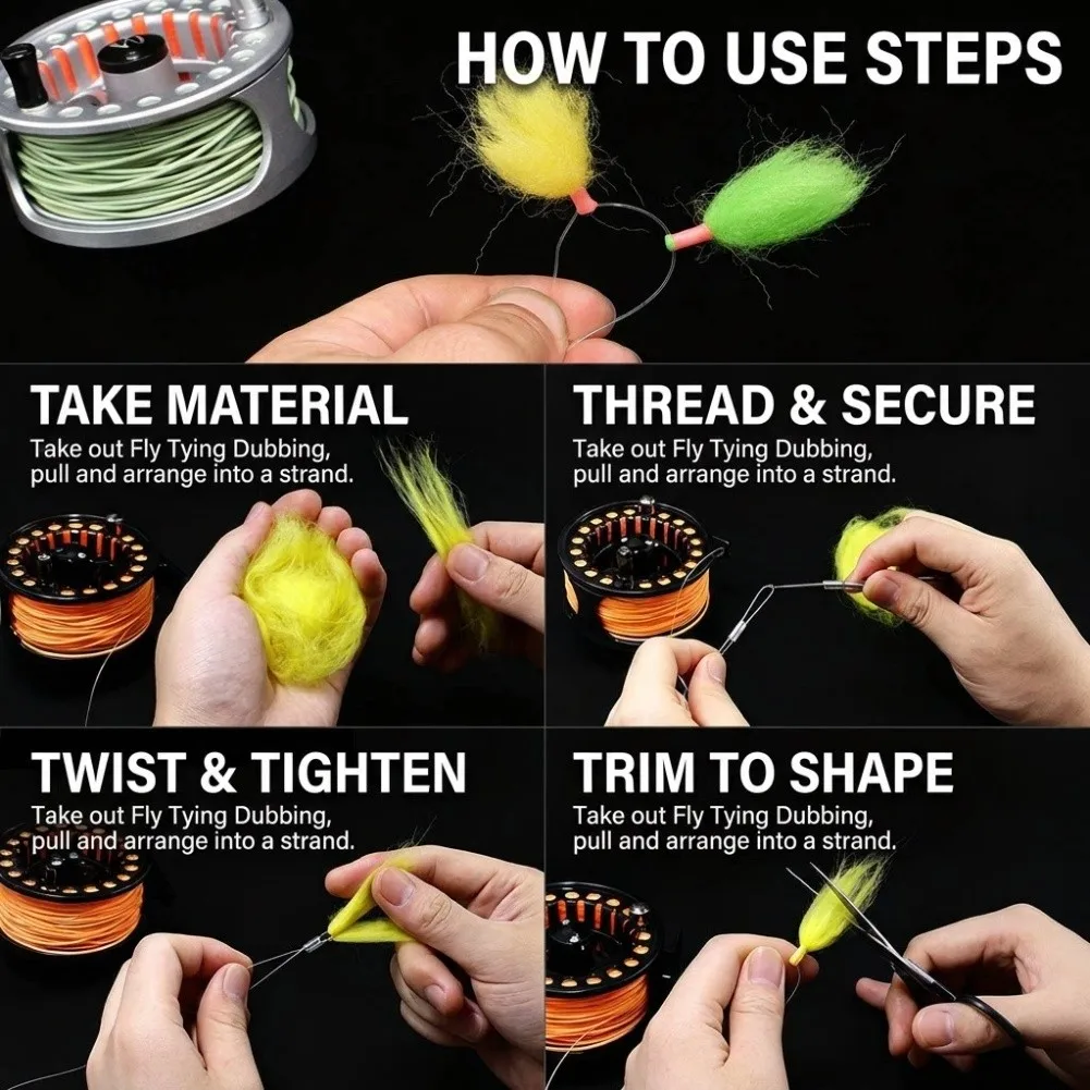 Fly Fishing Wool Indicator Kit 5 Colors Natural High Visibility Strike Detection Tool Threading Needle Soft Tube Fishing Tool