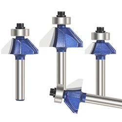 Versery 1PC set 1/4” 6.35mm shank 45 Degree Chamfer Router Bit Forming Bevel Milling Cutter Woodworking For Wood Tools Carbide