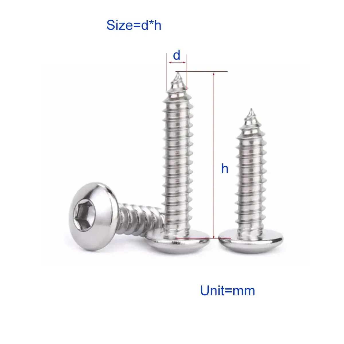 304 Stainless Steel Large Flat Head Hexagonal Self Tapping Screw M3M4M5M6M8