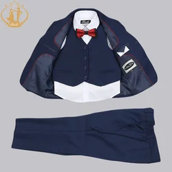 Boys Formal Suit Three Pieces Hot Sale Classical Kids Winter Wear Flat Single Breasted Baby Boy Clothes Formal Boys