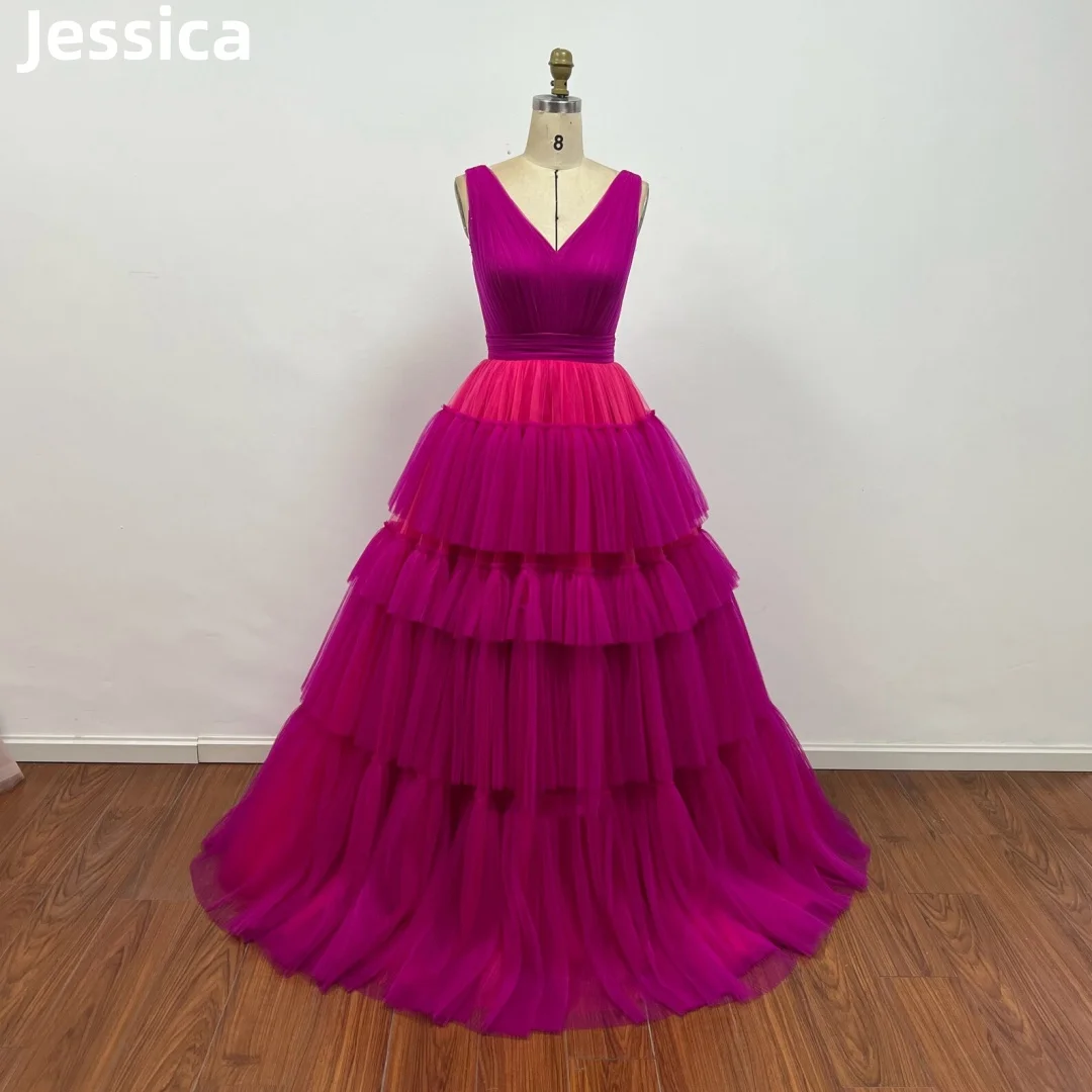 

Jessica Purple Red Wedding Dress Prom Dress Tulle Layering Evening Dresses Vestidos De Fiesta Formal Occasions Party Dress