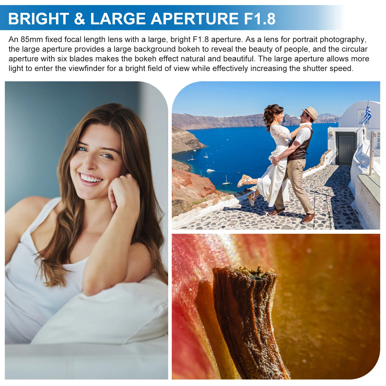 NEW 85mm F1.8 Portrait Lens - EF Lens for Canon Telephoto Manual Lenses Camera for EOS Rebel T8i T7i T7 T6 T6s T6i 90D 80D 77D E