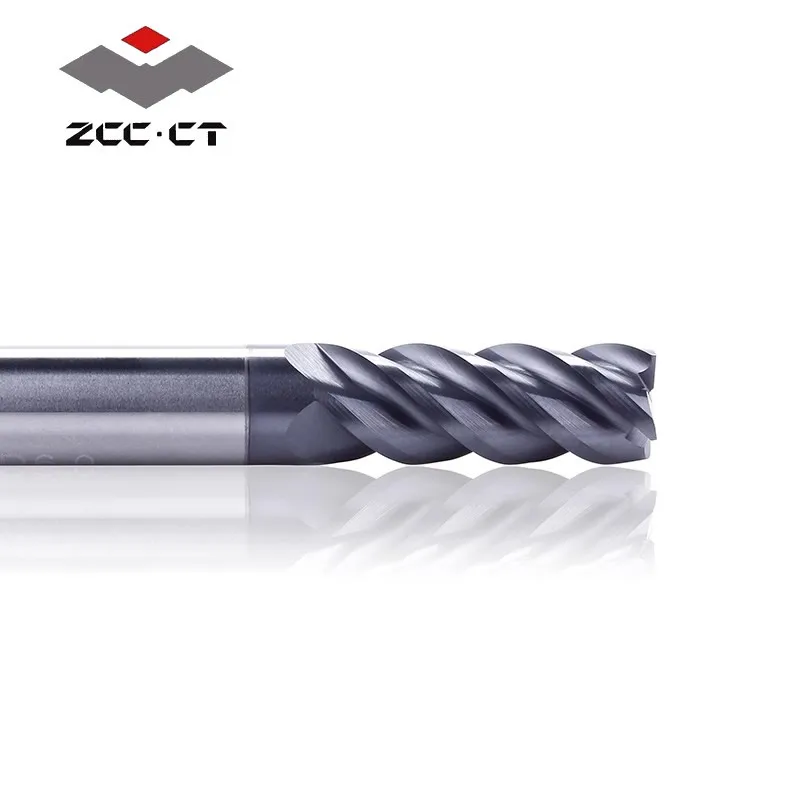 1pcs ZCCCT GM-4E 4-Flute Flattened End Mills With Straight Shank D1.0~D20.0 HRC50 GM Series For General Machining