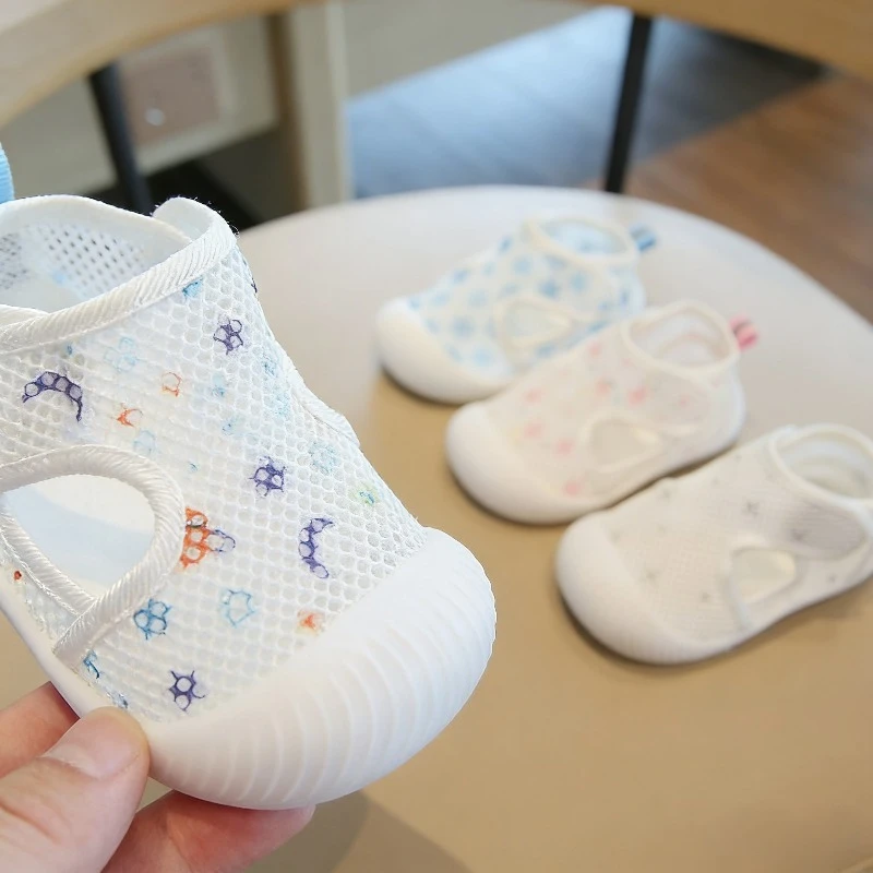 Kids Baby Summer Mesh Breathable Shoes Anti-collision Soft Sole First Walker Unisex Lightweight Velcro Sandals