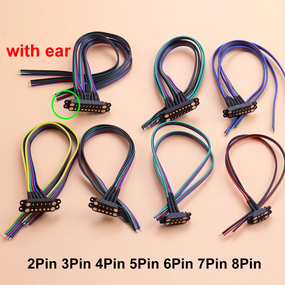 JCD 1Pair 5A DC Magnetic Pogo Pin Connector 2Pin 3 4 5 6 7 8 Pin Pogopin Male Female Spacing 2.5mm Spring Loaded DC Power Socket