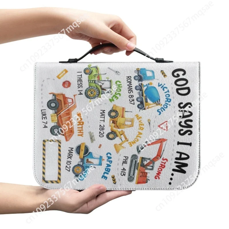 God Says I Am Toy Car Bible Cover Personalized Print Church Bible Cover Case PU Handbags Study Book Holy Storage Boxes For Kids