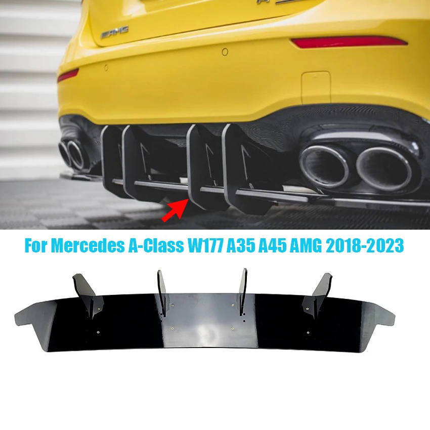 

Car Rear Bumper Lip Diffuser Spoiler Splitter Protector For Mercedes A-Class W177 A35 A45 AMG 2018-2023 Car Canard Lip Protector