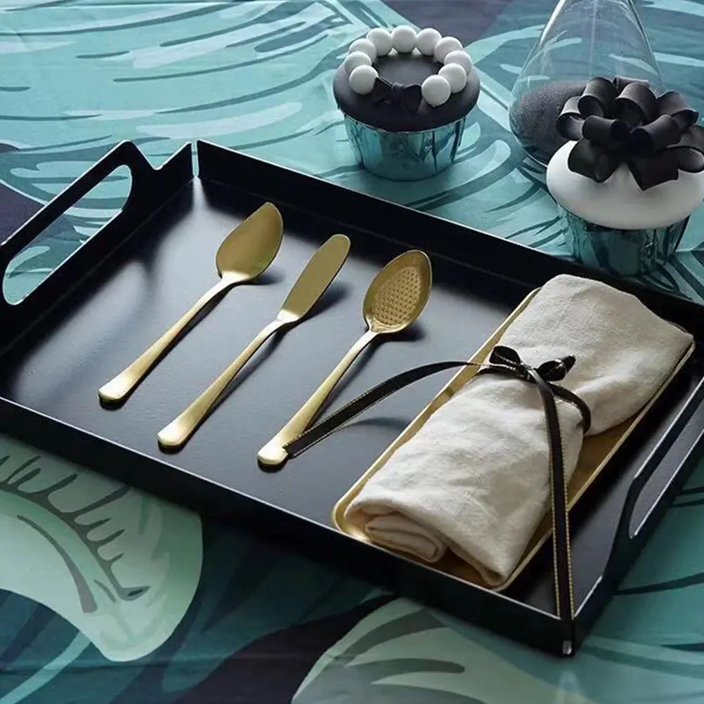 

1Pcs Rectangular Service Plate Premium Iron Material Healthy Environmentally Friendly Food Tray Fast Food Tray Iron Art Plate