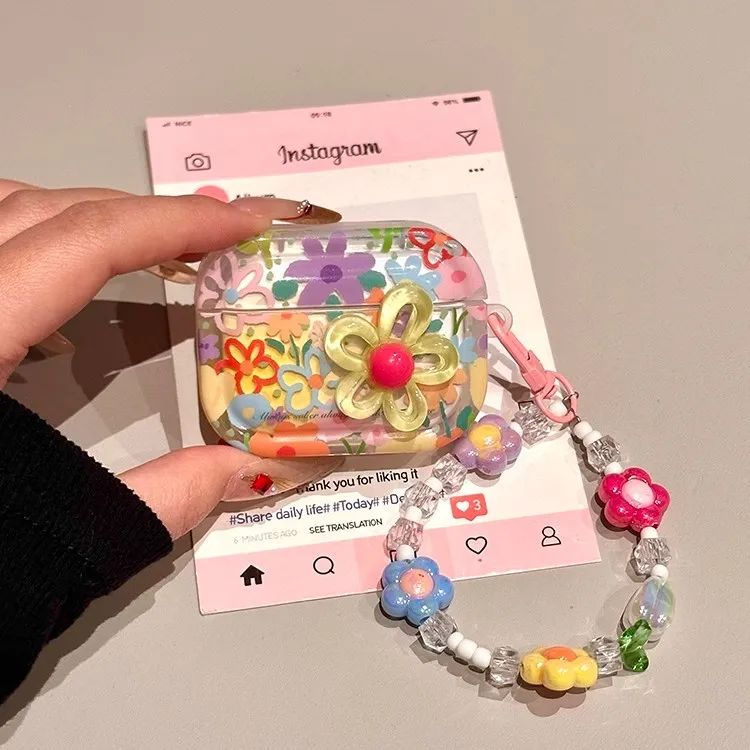 الفاخرة الصيف زهرة حقيبة سماعة الاذن ل AirPods 4 1 2 3 برو 2021 سماعة لاسلكية تعمل بالبلوتوث سماعة بولي TPU زهرة الغطاء الواقي