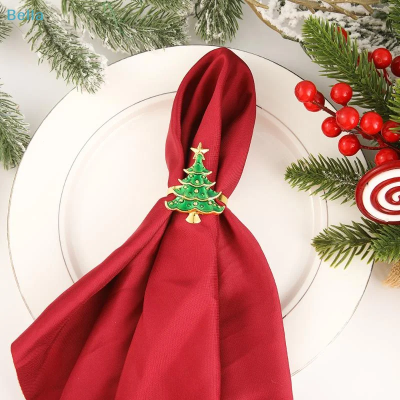 〔M〕Christmas Napkin Rings Xmas Tree Ornaments Christmas Home Kitchen Dinner Table Decoration New Year Party Supplies
