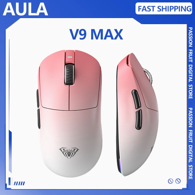 

New Upgrade Aula V9 Wireless E-sports Gaming Mouse Double 8k 3mode PAW 3395 8k Lightweight Ergonomic Mouse Custom PC Accessory