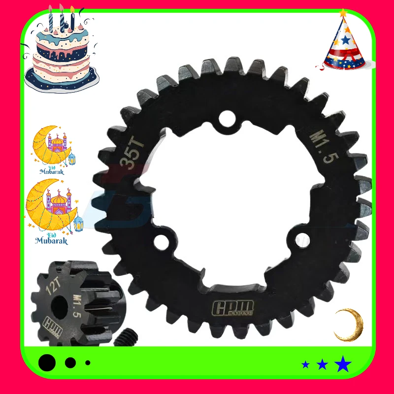 GPM Universal Medium Carbon Steel Motor Pinion 12T with 35T Spur Gear / 1.5 Mod for TRAXXAS 1/5 X-MAXX 6S/8S and XRT  rc cars