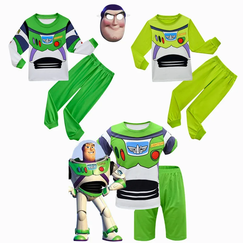 Buzz Lightyear Costumes Cartoon Storyed Pajamas Set Child Fancy Dress Halloween Christmas Party Clothing Kids Boys Hero Costume