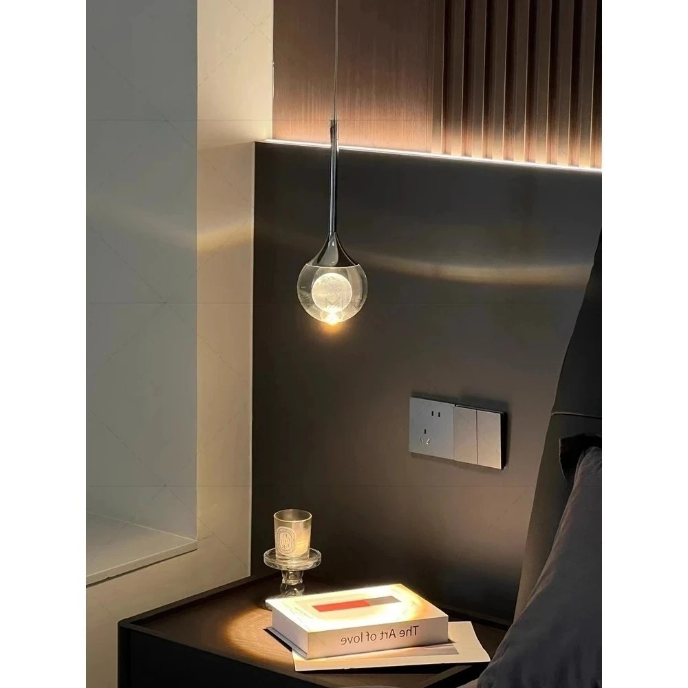 Bedroom bedside chandelier Italian minimalist creative personalized design sense Lifting intelligent entrance small