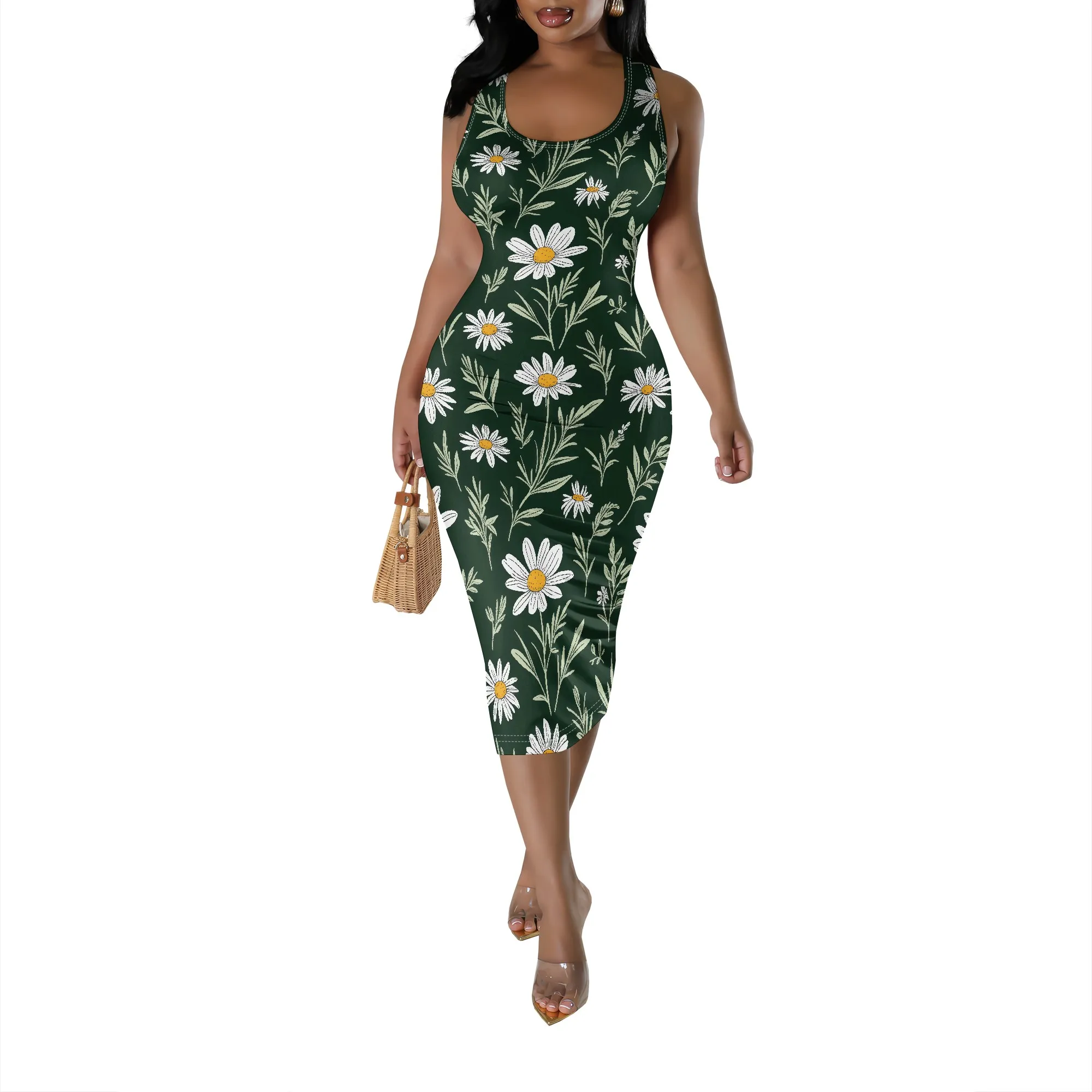 Шикарное женское летнее платье без рукавов в стиле бохо с разноцветным принтом Идеально подходит для пляжа и повседневной носки Сексуальные модные повседневные платья Шикарное женское летнее платье без рукавов в стиле бохо с разноцветным принтом Идеально подходит для пляжа и повседневной носки Сексуальные модные повседневные платья