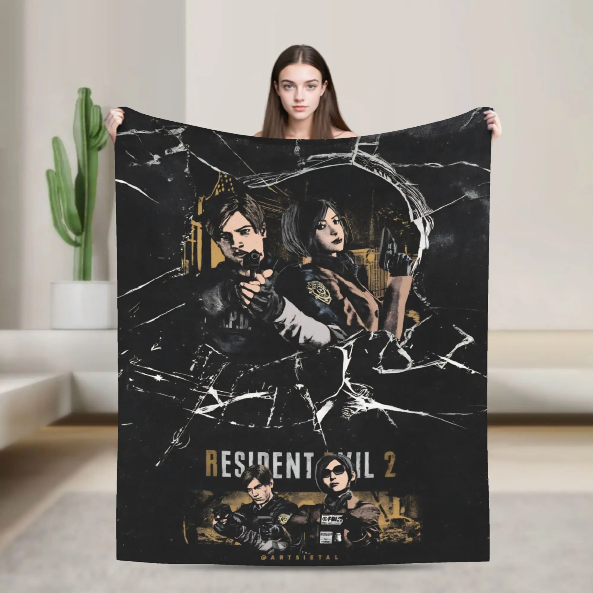 

Leon Kennedy Resident Evil Soft Blankets Airplane Travel Plush Throw Blanket Couch Chair Flannel Bedspread Sofa Bed Cover