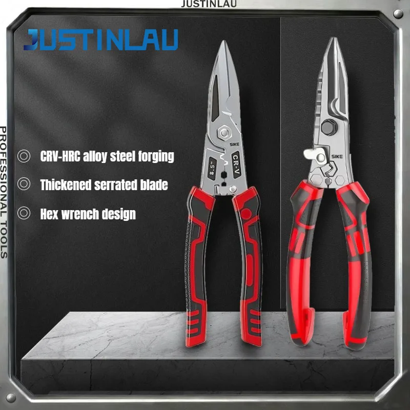 JUSTINLAU 1PC Light Steel Keel Strong Stainless Steel Special Wire Scissors  Stripping and Pressing Pliers  Iron Sheet Scissors
